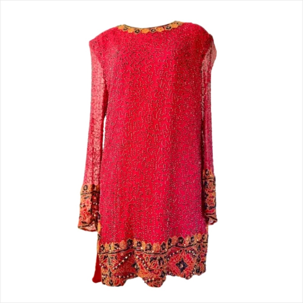 Lawrence Kazar Vintage Silk Beaded Tunic or Minidress
